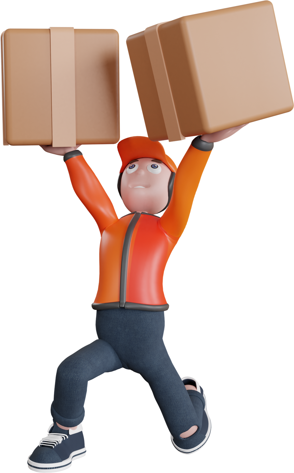3d delivery man with box illustration